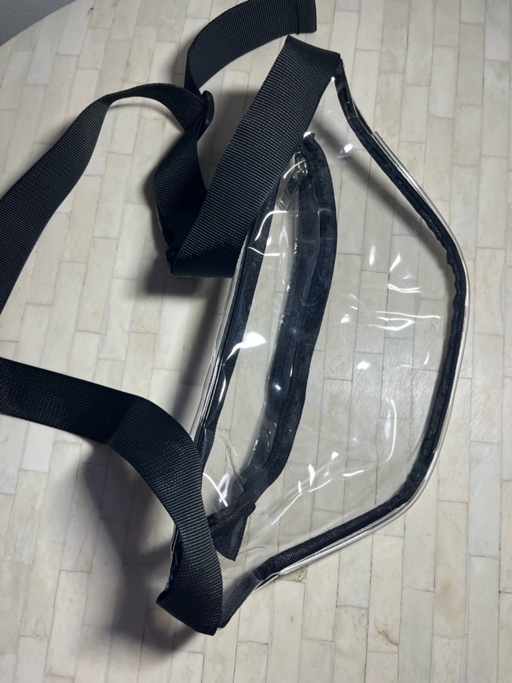 Transparent Belt Bag - Clear PVC Black Trim Fanny Pack - Picture 2 of 6